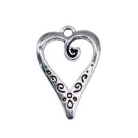 Zinc Alloy Heart Pendler, forgyldt, sølv, 25x17mm, Solgt af PC