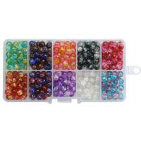 Crackle glaskralen, Glas, moffelen vernis, DIY, gemengde kleuren, 6mm, 400pC's/box, Verkocht door box