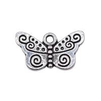 Pendentifs animaux en alliage de zinc, papillon, Placage, argent, 21x12mm, Vendu par PC