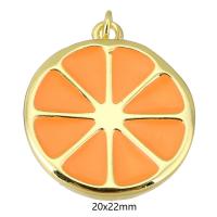 Messing Schmuck Anhänger, Orange, goldfarben plattiert, Modeschmuck & DIY & Emaille, orange, 20x22x7mm, Bohrung:ca. 3mm, 10PCs/Menge, verkauft von Menge