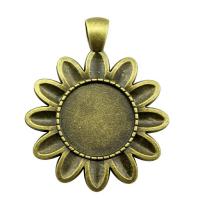 Liga de zinco Pendant Cabochon Ambiente, Flor, banho de cor bronze antigo, Vintage & DIY, níquel, chumbo e cádmio livre, 18mm, vendido por PC