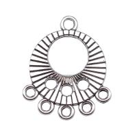 Zinco-Alloy-Connettore, lega in zinco, Cerchio, placcato argento antico, Vintage & 1/5 anello del connettore, assenza di nichel,piombo&cadmio, 28x23mm, Venduto da PC