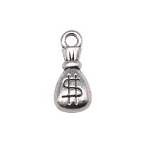 Pendentifs en alliage de zinc, sac d'argent, Plaqué de couleur d'argent, Vintage & unisexe, protéger l'environnement, sans nickel, plomb et cadmium, 9x20x5mm, Vendu par PC