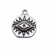 Pendentifs en alliage de zinc, Plaqué de couleur d'argent, Vintage & avec diagramme de l'œil & unisexe, protéger l'environnement, sans nickel, plomb et cadmium, 15x14mm, Vendu par PC