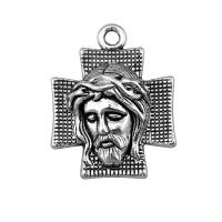 Sinc Alloy Pendants, Cross, dath airgid antique plátáilte, seanré & unisex, nicil, luaidhe & caidmiam saor in aisce, 22x28mm, Díolta De réir PC