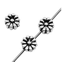 Zinc Alloy Spacer Beads Flower antique silver color plated vintage & DIY nickel lead & cadmium free 7mm Sold By PC