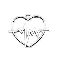 Pendentifs coeur en alliage de zinc, Électrocardiographique, Placage, Vintage & unisexe, plus de couleurs à choisir, protéger l'environnement, sans nickel, plomb et cadmium, 24x29mm, Vendu par PC