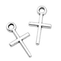 Zinklegering Cross Hangers, Zinc Alloy, Oversteken, antiek zilver plated, Vintage & uniseks, nikkel, lood en cadmium vrij, 10x18mm, Verkocht door PC