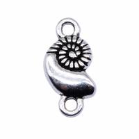 Zinco-Alloy-Connettore, lega in zinco, Lumaca di mare, placcato argento antico, Vintage & 1/1 anello del connettore, assenza di nichel,piombo&cadmio, 16x7mm, Venduto da PC