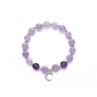 Amethyst Armband, mit Messing, Mond, goldfarben plattiert, verschiedene Größen vorhanden & für Frau & mit Strass, violett, verkauft von PC