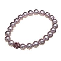 Shell Pearl Narukvica, s Mesing, Krug, pozlaćen, za žene & s Rhinestone, više boja za izbor, 8mm, Prodano Per 7.28 inčni Strand