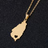 Stainless Steel Jewelry Necklace 304 Stainless Steel Map Vacuum Ion Plating fashion jewelry & Unisex gold Length 20 Inch Sold By PC