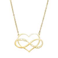 304 Stainless Steel Necklace with 1.97inch extender chain Heart Vacuum Ion Plating Each custom text must be less than 10 letters & fashion jewelry & Unisex Length Approx 17.72 Inch Sold By PC