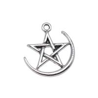 Sinc Alloy Pendants, Moon agus Star, plátáilte, dathanna níos mó le haghaidh rogha, 20x18mm, Díolta De réir PC