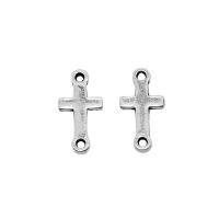 Cross Zink legering Stik, Zinc Alloy, Kryds, forgyldt, sølv, 8x15mm, Solgt af PC