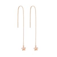 Brass Thread Through Earrings micro pave cubic zirconia & for woman golden Sold By Pair