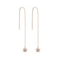 Brass Thread Through Earrings micro pave cubic zirconia & for woman golden Sold By Pair