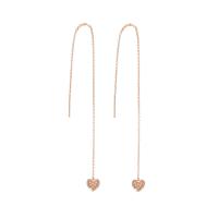 laiton boucles d'oreilles chaîne, pavé de micro zircon & pour femme, doré, 110x7mm, Vendu par paire