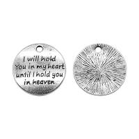 Zinc Alloy Message Pendants Round antique silver color plated vintage & Unisex nickel lead & cadmium free Sold By PC