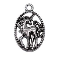 In lega di zinco animali pendenti, lega in zinco, Unicorno, placcato argento antico, Vintage & unisex, assenza di nichel,piombo&cadmio, 15x24mm, Venduto da PC