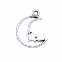 Zinc alliage Moon pendentifs, alliage de zinc, Lune et Etoile, Plaqué de couleur d'argent, Vintage & unisexe, protéger l'environnement, sans nickel, plomb et cadmium, 14x16mm, Vendu par PC