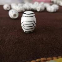 Nyomtatás Porcelán gyöngyök, Vödör, kézi rajz, DIY, fehér és fekete, 15x21mm, Kb 100PC-k/Bag, Által értékesített Bag