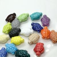 Glaserede porcelænsperler, Porcelæn, Turtle, glaseret, du kan DIY, flere farver til valg, 18x13x7mm, Ca. 100pc'er/Bag, Solgt af Bag