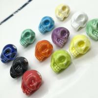 Glaserede porcelænsperler, Porcelæn, Skull, glaseret, du kan DIY, flere farver til valg, 13x14mm, Ca. 100pc'er/Bag, Solgt af Bag