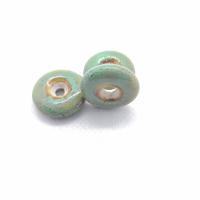 Glaserat porslin Pärlor, Flat Round, glaserad, DIY, grön, 21x6mm, Ca 100PC/Bag, Säljs av Bag