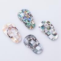 Natuurlijke Abalone Shell Hangers, Abalone Schelp, met Zinc Alloy, Slipper, silver plated, mode sieraden, meer kleuren voor de keuze, 40x24mm, Verkocht door PC