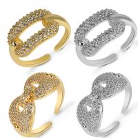 Brass Cuff Finger Ring plated & micro pave cubic zirconia nickel lead & cadmium free Sold By PC