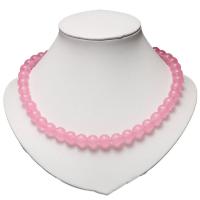 Rose Quartz Náhrdelník, s Mosaz, Kolo, barva stříbrná á, různé velikosti pro výběr & pro ženy, růžový, Prodáno za 17.72 inch Strand