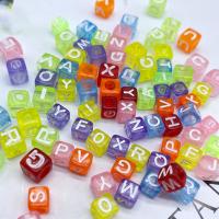 Alphabet Acryl Kralen, De Brief van het alfabet, DIY & transparant & verschillende grootte voor keus & glazuur, gemengde kleuren, Verkocht door G