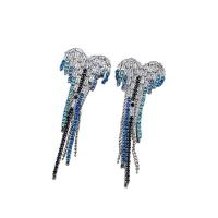 Rhinestone Tassel Earring, le Prás, Croí, plátáilte, jewelry faisin & micrea réiteach zirconia ciúbach & do bhean, 30x85mm, Díolta De réir Péire