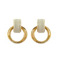 Zinc Alloy Oorbellen, met Cats Eye, gold plated, voor vrouw, 24x35mm, Verkocht door pair