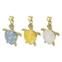 laiton Pendentif, tortue, Placage de couleur d'or, bijoux de mode & DIY & pavé de micro zircon & émail, plus de couleurs à choisir, 21x26x5mm, Trou:Environ 3mm, 10PC/lot, Vendu par lot