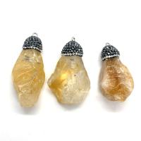 Citrine Κρεμαστό κόσμημα, με πηλό rhinestone pave, Ακανόνιστη, για άνδρες και γυναίκες, κίτρινος, 16x42-29x52mm, Sold Με PC