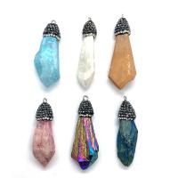 Quartz Gemstone Pendants with Rhinestone Clay Pave irregular Unisex 10x43- Sold By PC