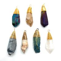 Pendants Grianchloch Nádúrtha, le Prás, neamhrialta, dath an óir plated, unisex, dathanna níos mó le haghaidh rogha, 13x50-20x60mm, Díolta De réir PC