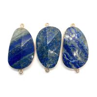 Lapis Lazuli Jungtis, su Žalvarinis, platinos spalva padengtas, unisex & briaunotas & 1/1 kilpa, mėlynas, 23x44mm, Pardavė PC