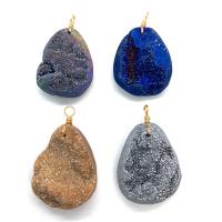 Quartz Gemstone Pendants irregular Druzy Geode Style & Unisex 31x52- Sold By PC