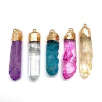 Pendants Grianchloch Nádúrtha, le Prás, neamhrialta, dath an óir plated, unisex, dathanna níos mó le haghaidh rogha, 10x39-15x51mm, Díolta De réir PC