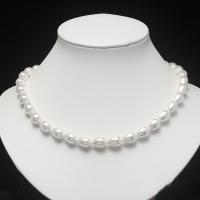 Shell Pearl Κολιέ, με Titanium Steel, Teardrop, χρώμα επάργυρα, διαφορετικό μέγεθος για την επιλογή & για τη γυναίκα, λευκό, Sold Per 16.14 inch Strand