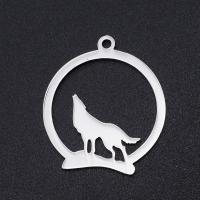 Rustfrit stål Animal Pendler, 201 rustfrit stål, Wolf, du kan DIY & Unisex, flere farver til valg, 23x20mm, 5pc'er/Bag, Solgt af Bag