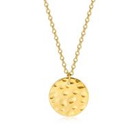 304 Stainless Steel Necklace with 3.1inch extender chain Flat Round Vacuum Plating oval chain & for woman gold 13mm Length Approx 16.1 Inch Sold By PC