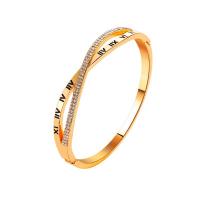 Zinc Alloy Bangle Smykker, forgyldt, med romersk nummer & for kvinde & med rhinestone, flere farver til valg, nikkel, bly & cadmium fri, 65mm, Solgt af PC