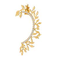 Fashion Øreringe Cuff, Zinc Alloy, Leaf, forgyldt, for kvinde & med rhinestone, flere farver til valg, nikkel, bly & cadmium fri, 60mm, Solgt af PC