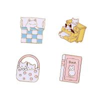 Enamel Brooch Zinc Alloy Cat Unisex nickel lead & cadmium free 22-32mm Sold By Lot