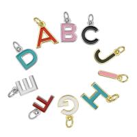 Messing Schmuck Anhänger, Alphabet-Buchstabe, plattiert, verschiedene Stile für Wahl & Emaille, keine, 10*11*1mm,8*12*1mm,9*11*1mm,9*12*1mm, Bohrung:ca. 3mm, verkauft von PC