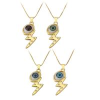 Kubieke Zirkoon Micro Pave Brass Ketting, Messing, met Plastic, oog, gold plated, micro pave zirconia & voor vrouw, meer kleuren voor de keuze, 19x38x7mm, Lengte Ca 17.5 inch, Verkocht door PC